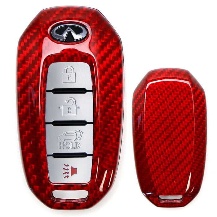 Real/Genuine Red Carbon Fiber Key Fob Shell For Infiniti 20-up Q50 Q60 QX50 QX55