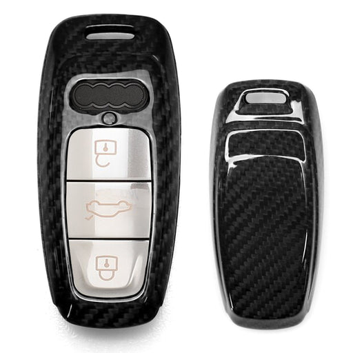 Real/Genuine Black Carbon Fiber Smart Key Fob Shell For Audi 19-up A6 A7 E-Tron