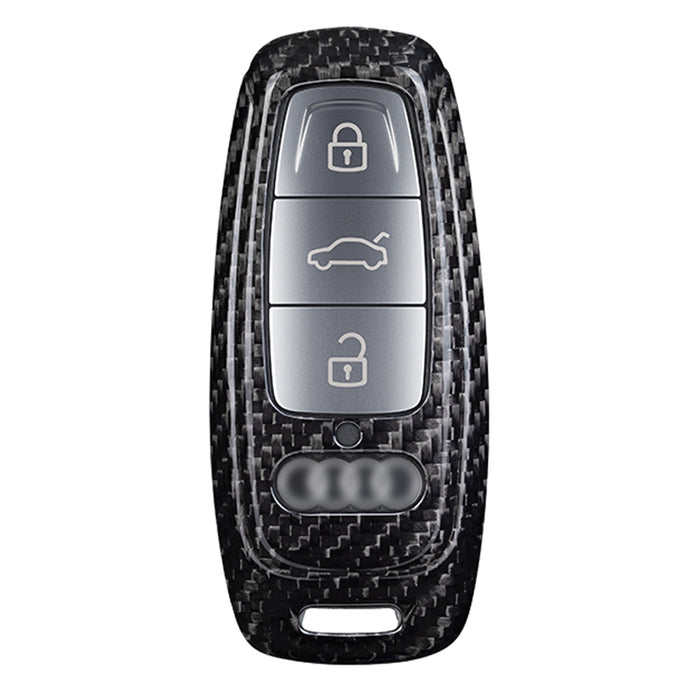 Real/Genuine Black Carbon Fiber Smart Key Fob Shell For Audi 19-up A6 A7 E-Tron