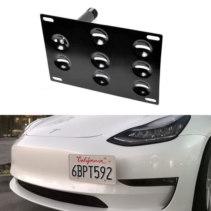 Bumper Tow Hook License Plate Bracket Mount Holder For 2017-up Tesla Model 3