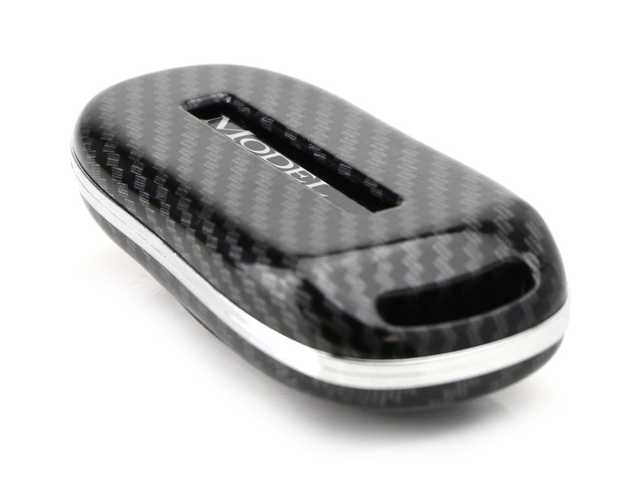 Black Glossy "Carbon Fiber" Pattern Key Fob Shell For 2012-2021 Tesla Model S