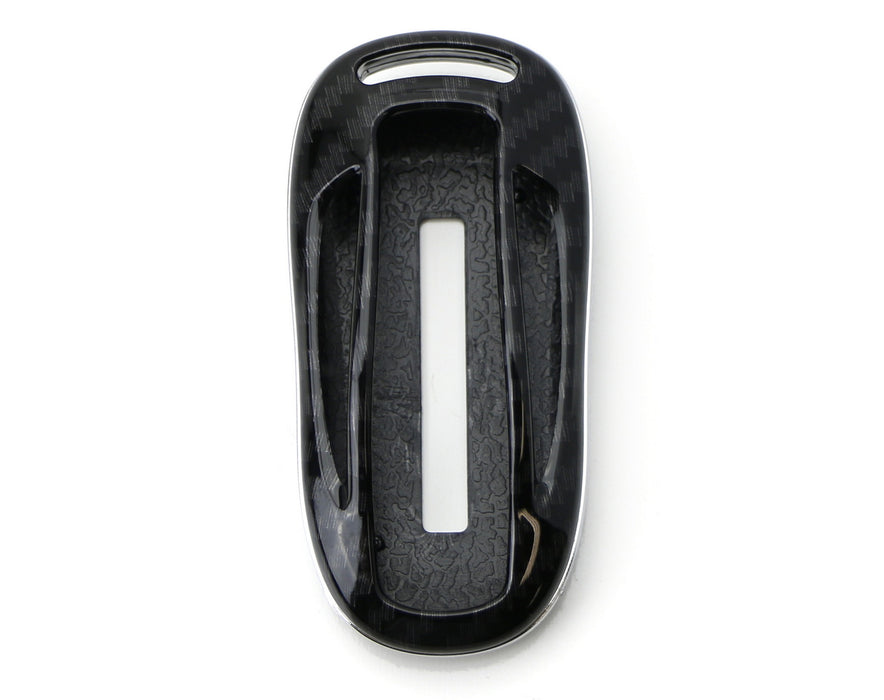 Black Glossy "Carbon Fiber" Pattern Key Fob Shell Cover For 16-21 Tesla Model X