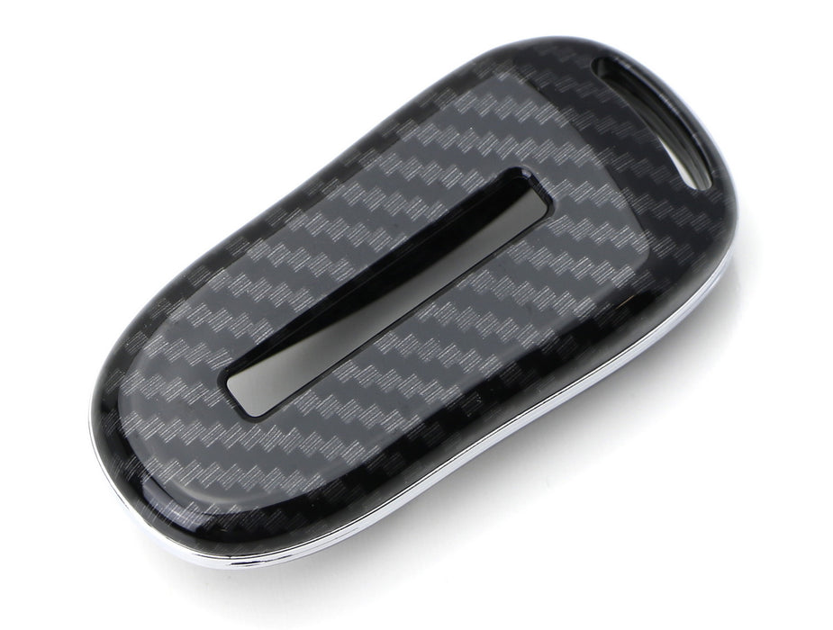 Black Glossy "Carbon Fiber" Pattern Key Fob Shell Cover For 16-21 Tesla Model X