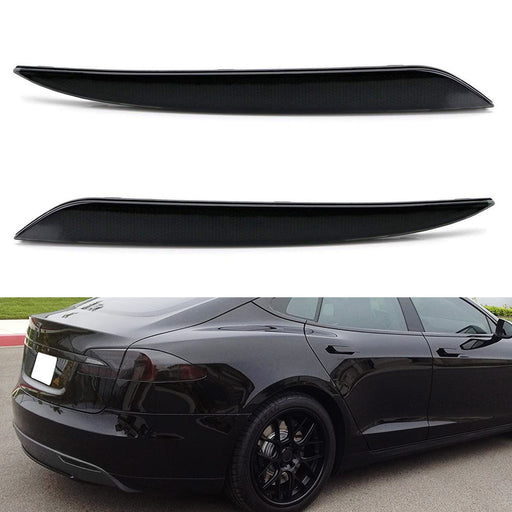 Dark Smoked Rear Bumper Reflector Lenses For 2012-up Tesla Model S