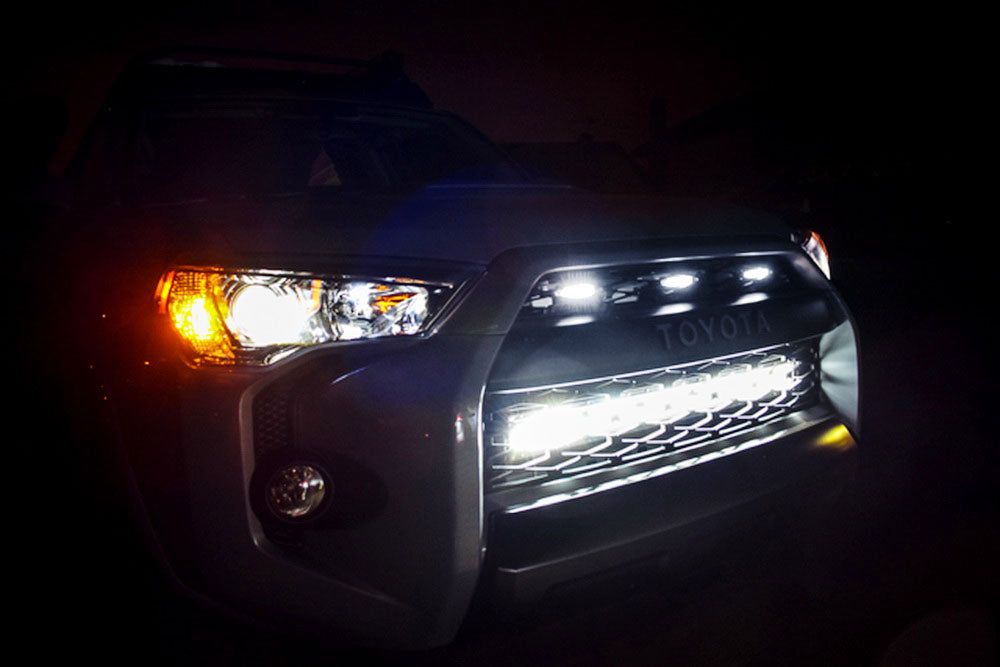 3pc Set Smoked Lens White LED Front Grille Light Kit For 2014-up Toyota 4Runner