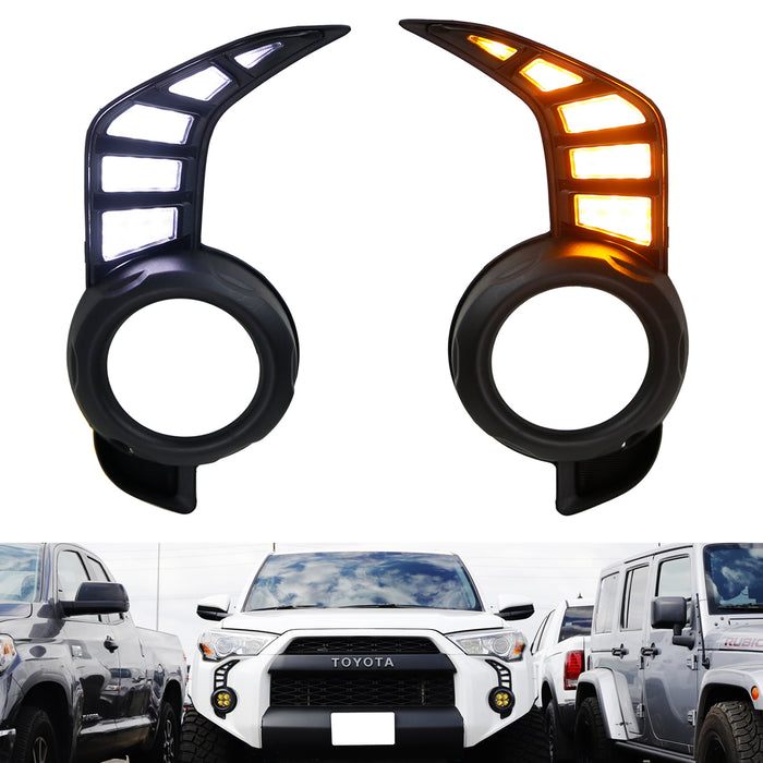 Switchback LED Fog Bezel Cover Daytime Running Lights For 2014-22 Toyota 4Runner