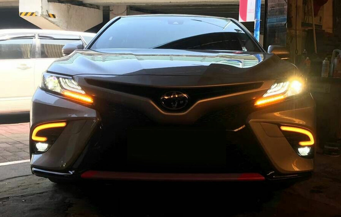 Switchback LED C-Ring Daylight DRL Fog Bezel ONLY For 2018-20 Camry SE XSE TRD