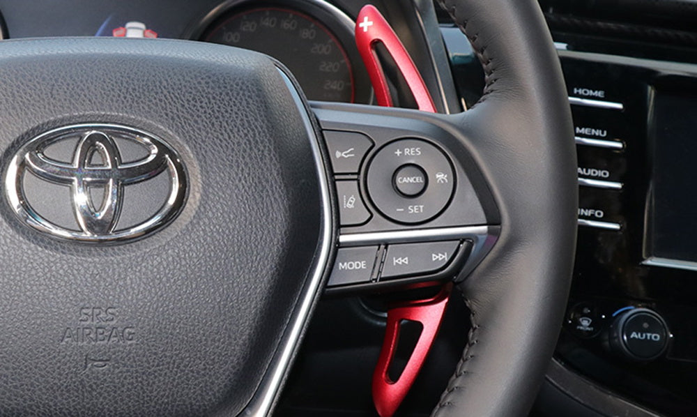 Red Steering Wheel Larger Paddle Shifter Extension Covers For 18-up Toyota Camry