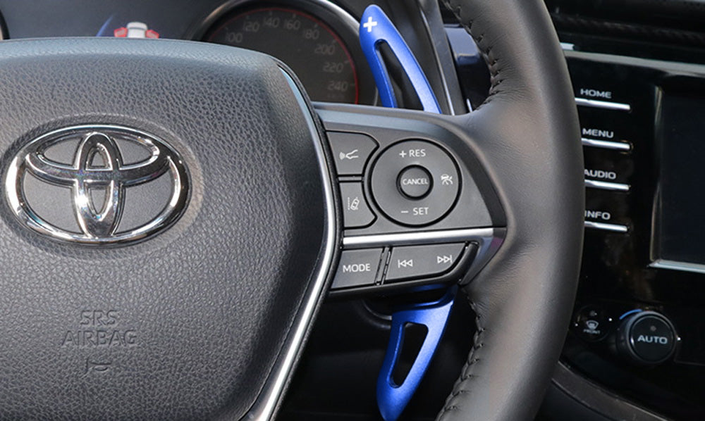 Blue Steering Wheel Larger Paddle Shifter Extension Cover For 18-up Toyota Camry