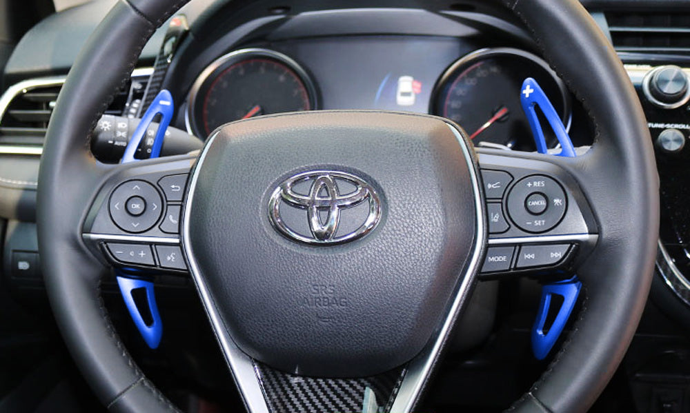 Blue Steering Wheel Larger Paddle Shifter Extension Cover For 18-up Toyota Camry