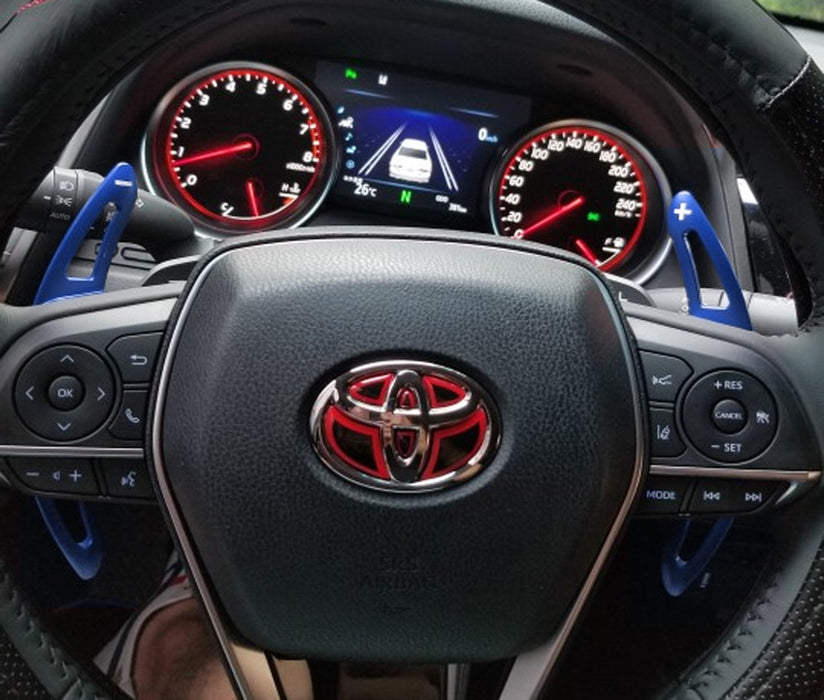 Blue Steering Wheel Larger Paddle Shifter Extension Cover For 18-up Toyota Camry