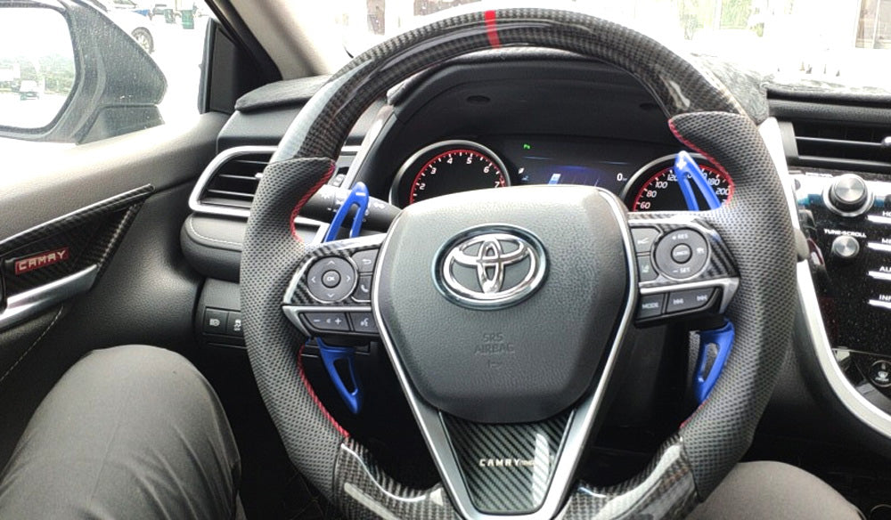 Blue Steering Wheel Larger Paddle Shifter Extension Cover For 18-up Toyota Camry