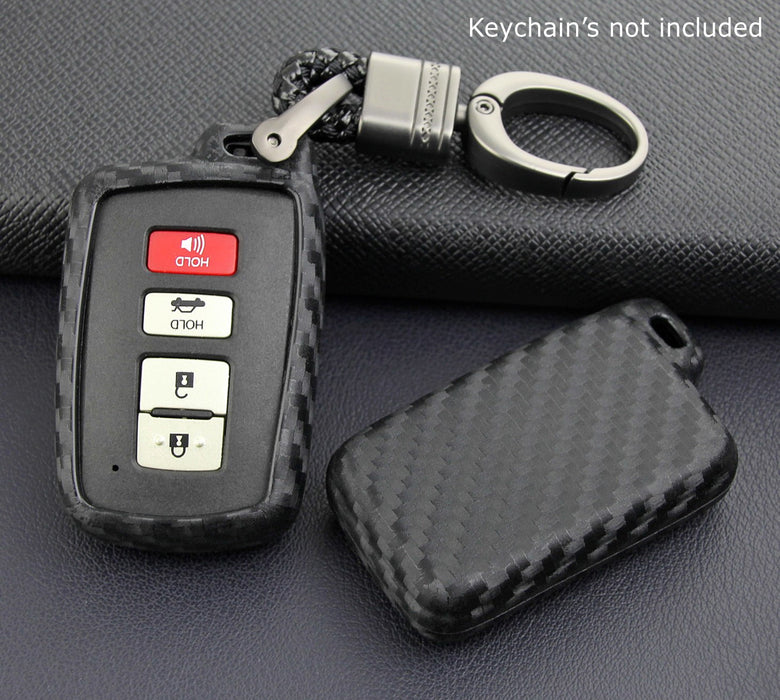 Carbon Fiber Soft Silicone Key Fob For Toyota Camry Avalon Corolla Highlander...