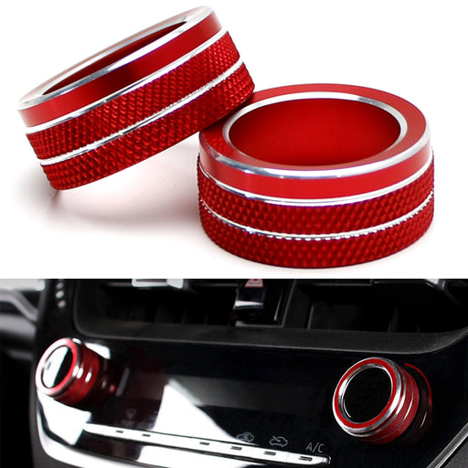 2pcs Red AC Climate Control Switch Knob Ring Covers For Toyota Corolla Hatchback