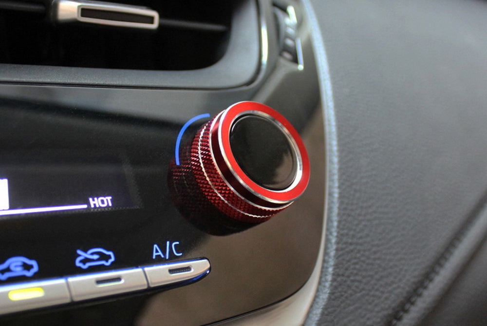 2pcs Red AC Climate Control Switch Knob Ring Covers For 19-up Corolla Hatchback