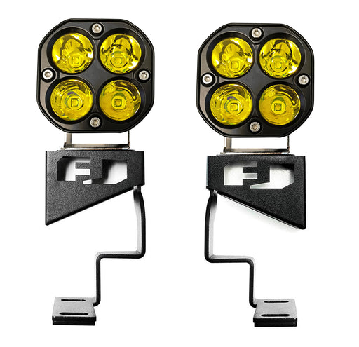 Yellow Round Shape LED Front Cowl Lights w/ Brackets For 07-14 Toyota FJ Cruiser