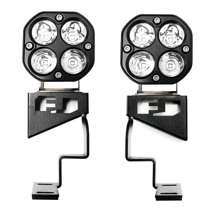 Clear Lens Round Shape LED Cowl Light Kit w/ Bracket Wire For 2007-14 FJ Cruiser