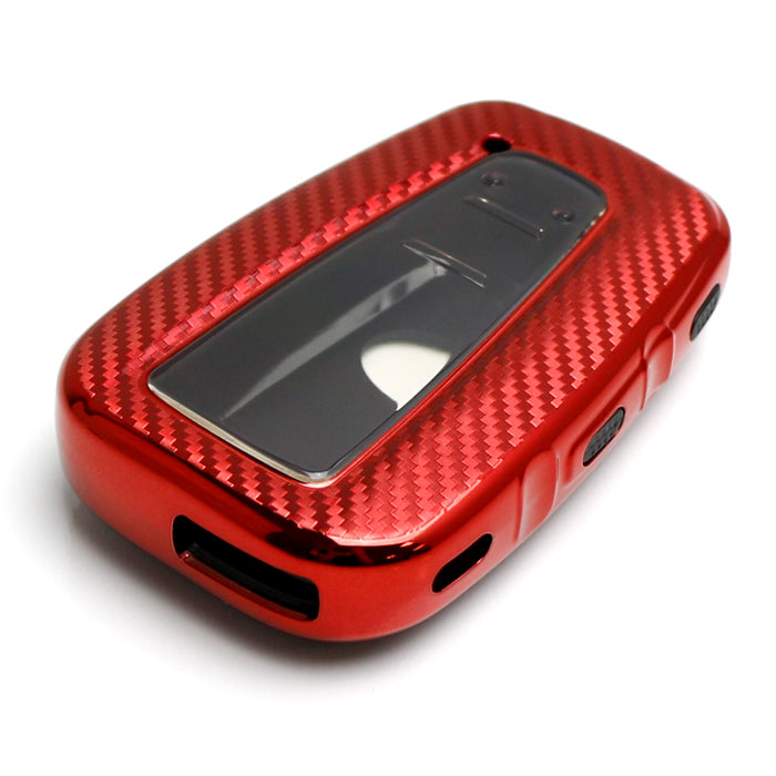 Red w/Carbon Fiber TPU Key Fob Protective Case For 17/18-up Toyota Camry Prius..