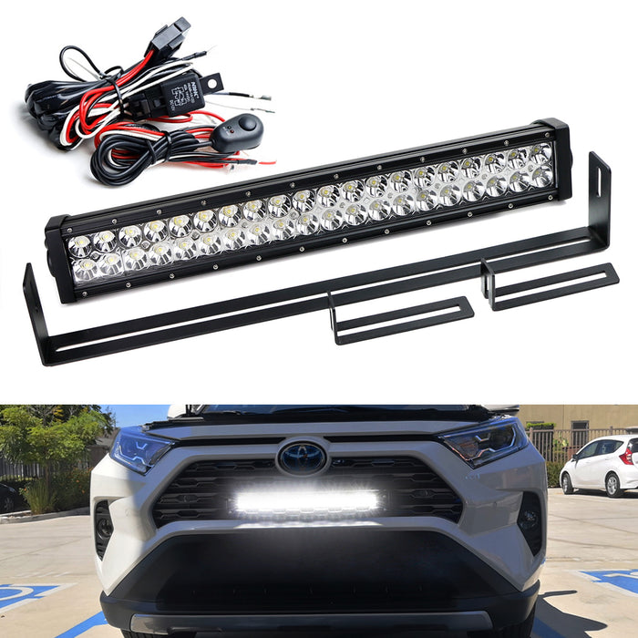 Behind Front Grille 20" LED Light Bar w/Mount Brakcet Wire For 19-up Toyota RAV4