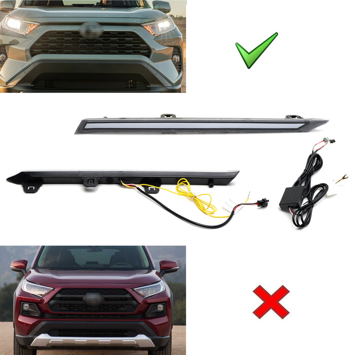 Upper Grille Insert Fit Switchback LED Daytime Running Light For 19+ Toyota RAV4