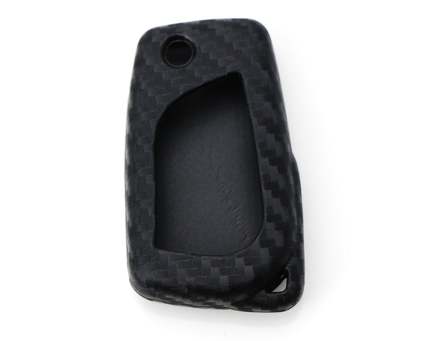 Carbon Fiber Soft Silicone Key Fob Cover For 2018-up Toyota Camry Flip Blade Key