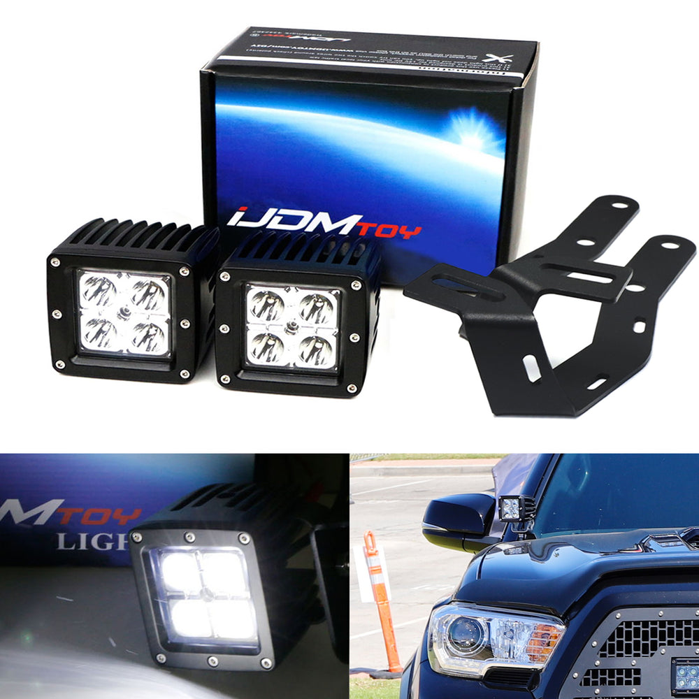 40W CREE LED Pod Light Kit w/ A-Pillar Brackets, Wiring For 16-23 Toyota Tacoma