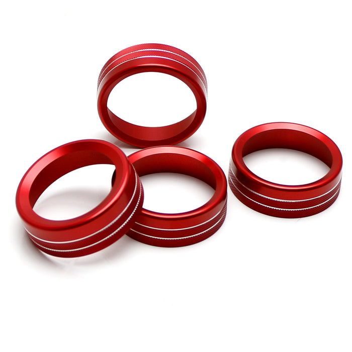 Red AC Air Conditioner & 2WD/4WD Switch Knob Ring Covers For 16-23 Toyota Tacoma