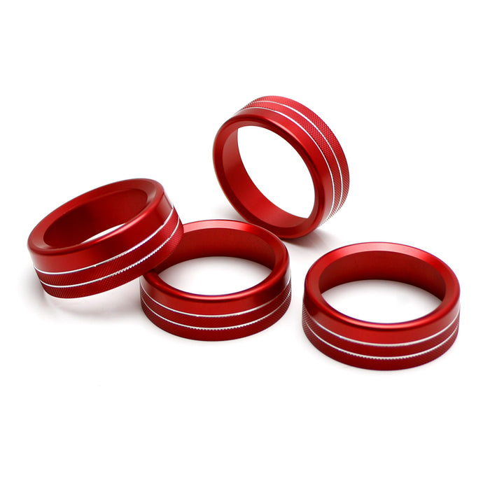 Red AC Air Conditioner & 2WD/4WD Switch Knob Ring Covers For 16-23 Toyota Tacoma