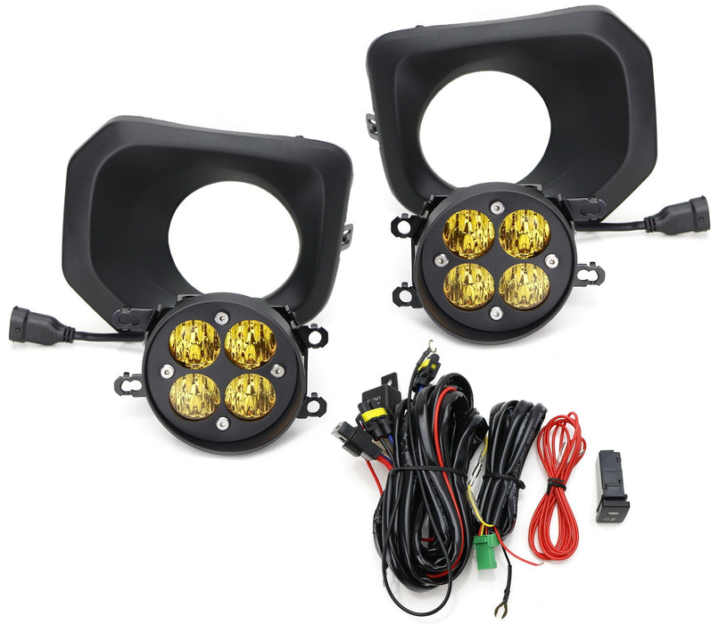 Yellow Lens LED Wide Angle SAE Flood Beam Fog Light Kit For 16-23 Toyota Tacoma