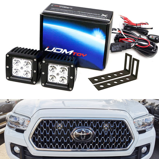 Behind Grille LED Pod Light Kit w/ Mount Bracket/Wirings For 16-23 Toyota Tacoma