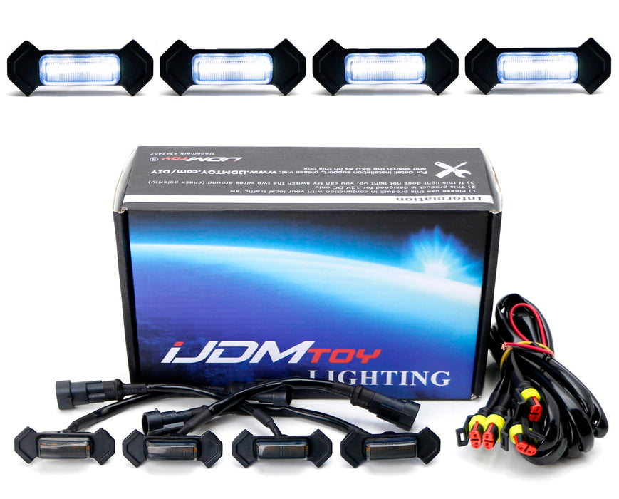 Smoke Lens White LED Front Grille Lights For 16-23 Toyota Tacoma w/TRD Pro Grill