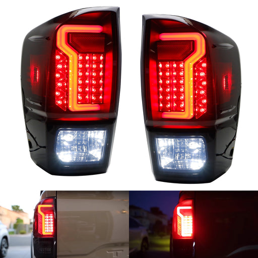 Full Taillight Lamps w/LED Reverse Light Replacement Bulbs Kit For 16-23 Tacoma