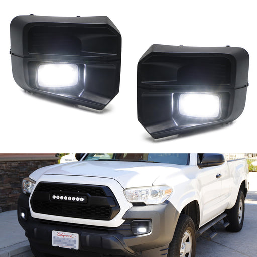 TRD-Pro Style 10W LED Fog Light Kit w/Primed Bezel Cover For 16-23 Toyota Tacoma