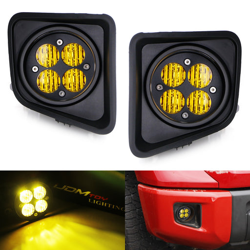 Yellow Lens LED Wide Angle SAE Flood Beam Fog Light Kit For 14-21 Toyota Tundra