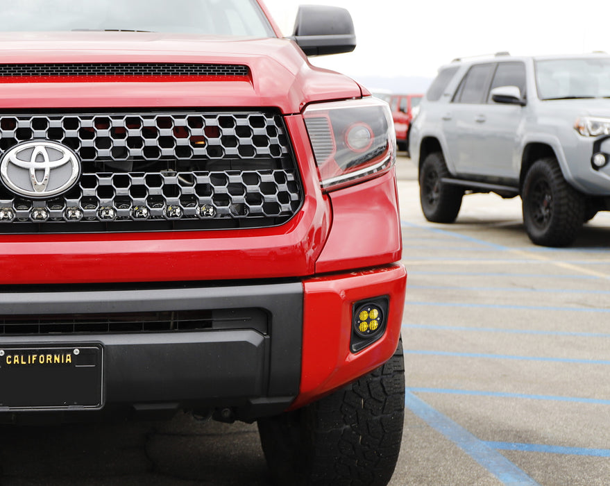 Yellow Lens LED Wide Angle SAE Flood Beam Fog Light Kit For 14-21 Toyota Tundra