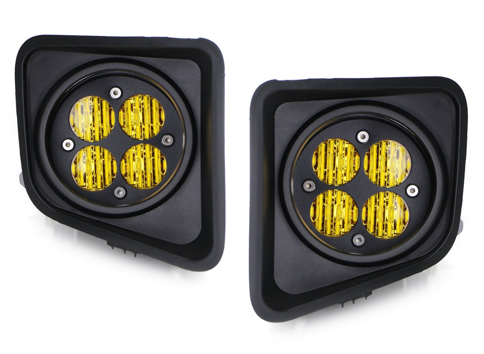 Yellow Lens LED Wide Angle SAE Flood Beam Fog Light Kit For 14-21 Toyota Tundra