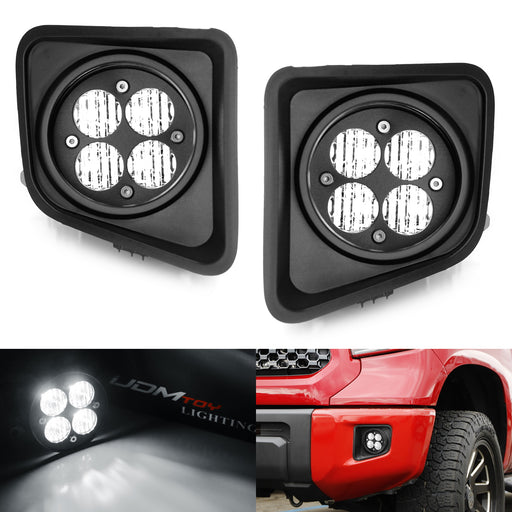 Clear Lens White LED Wide Angle SAE Flood Beam Fog Light Kit For 2014-21 Tundra