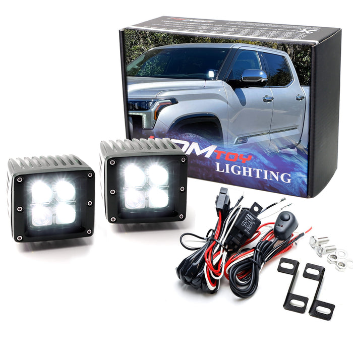 Hood Mount A-Pillar LED Pod Light Kit w/ Bracket/Wiring For 2022+ Toyota Tundra