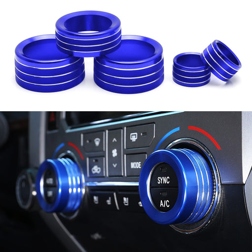 5pc Blue Air Conditioner Stereo Volume Switch Knob Ring Covers For 17-21 Tundra