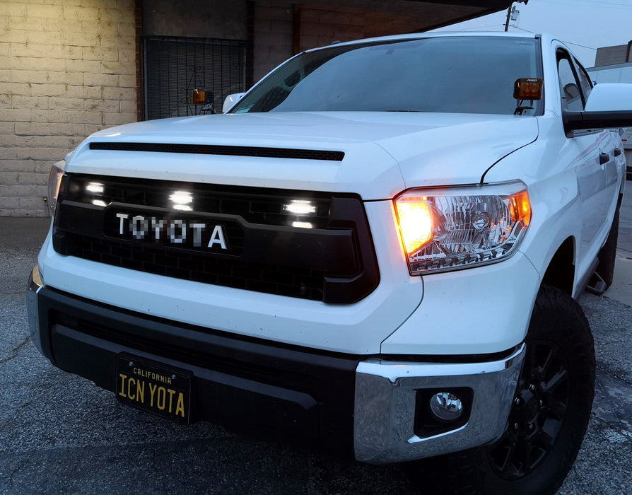 3pc Smoked Lens White LED Grille Running Lights For 2014-21 Tundra TRD Pro Grill