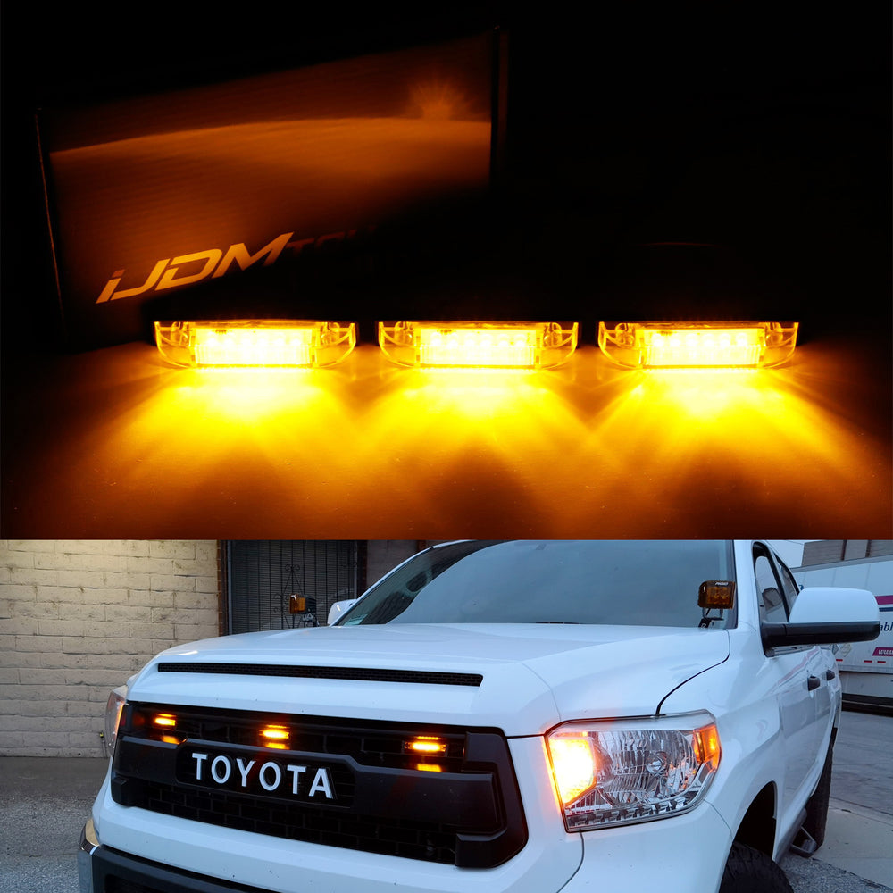 3pcs Amber Lens LED Grille Running Light Kit For 2014-21 Tundra w/TRD Pro Grill