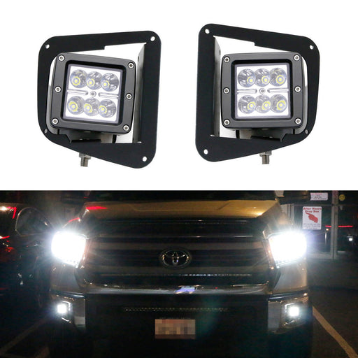 48W CREE LED Pods w/ Fog Lamp Mounting Brackets Wires For 2014-21 Toyota Tundra