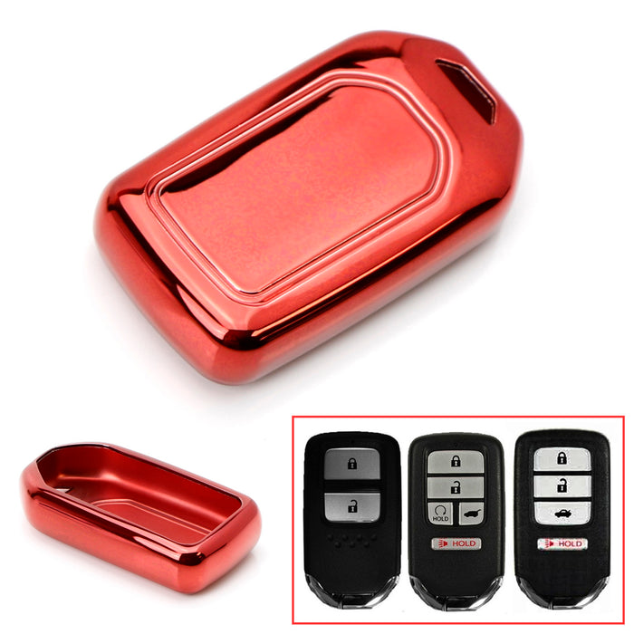 Chrome Red TPU Key Fob Case For Honda Accord Civic Pilot CRV HRV Odyssey, etc