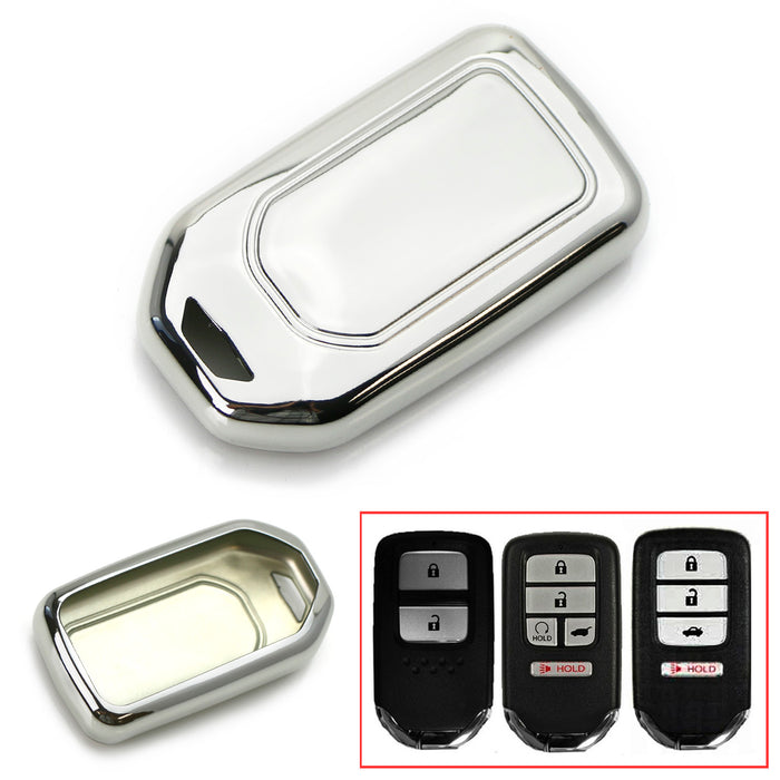 Chrome Silver TPU Key Fob Case For Honda Accord Civic Pilot CRV HRV Odyssey, etc