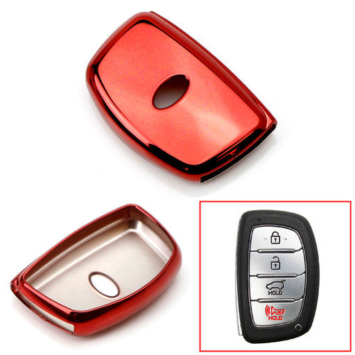 Chrome Red TPU Key Fob Case For 2014-up Hyundai Tucson IX35 Keyless Entry Fob