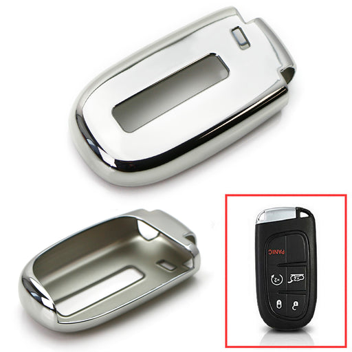 Chrome Silver TPU Key Fob Case For Dodge Charger Challenger Jeep Chrysler, etc