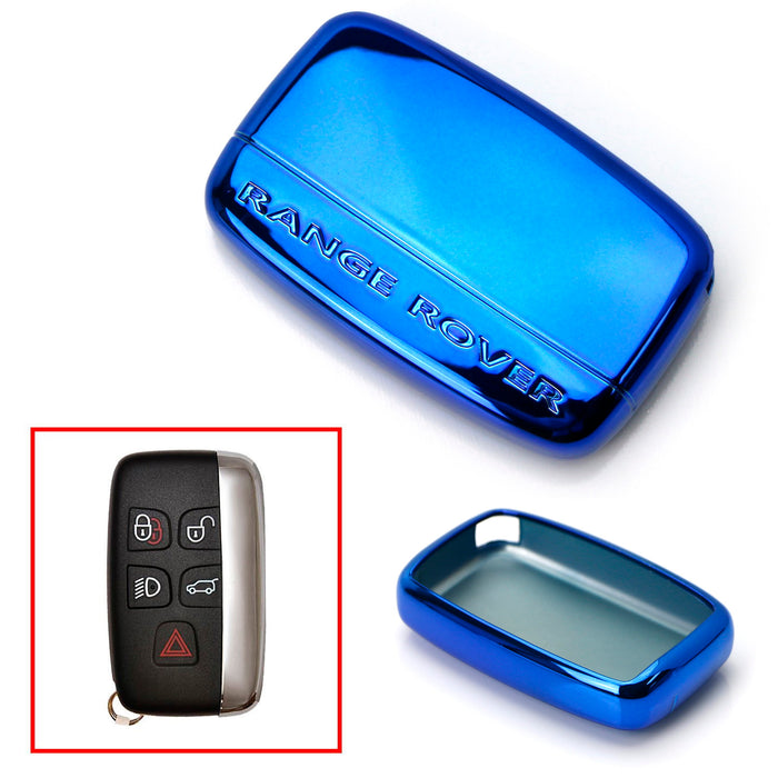 Exact Fit Chrome Blue TPU Key Fob Case For 2010-16 Land Rover Keyless Smart Key