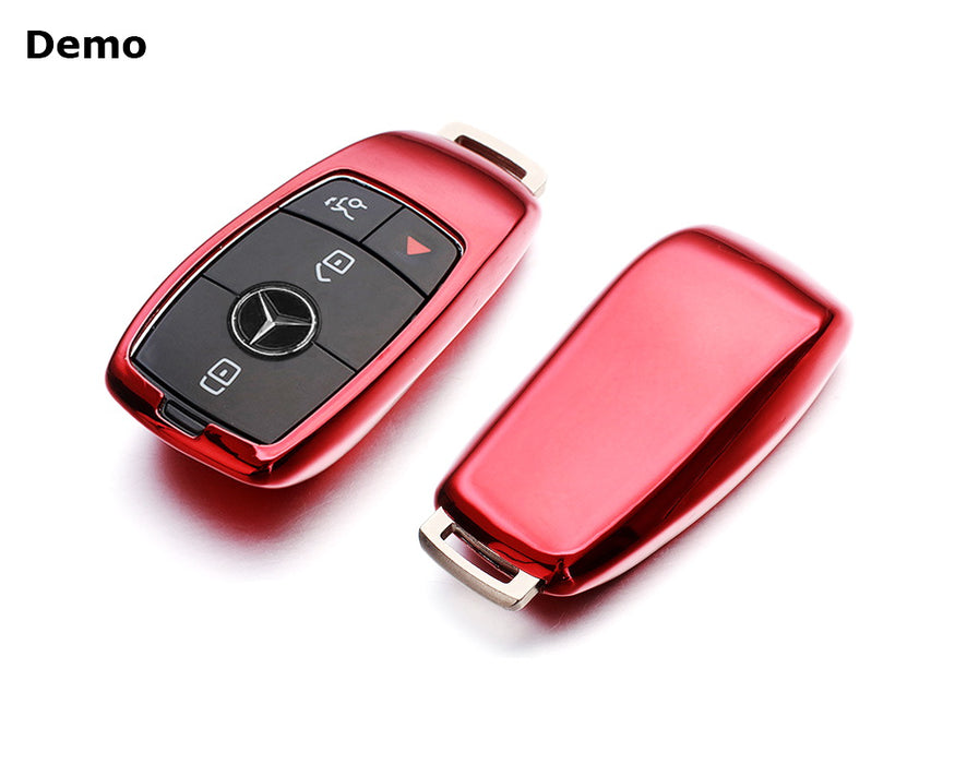 Chrome Red TPU Key Fob Case For Mercedes E S G A C CLA CLS GLB GLC GLE GLS-Class