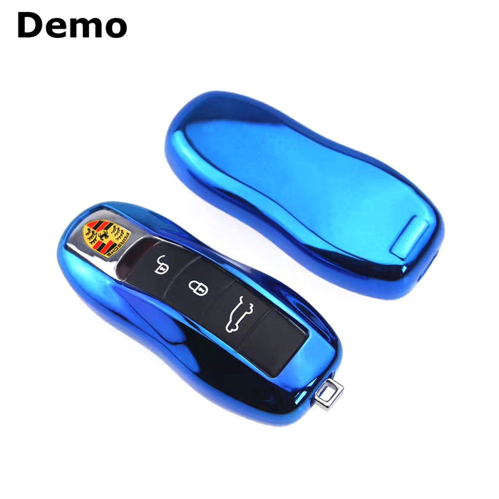 Blue TPU Key Fob Cover Case For Porsche Cayenne Panamera Macan 718  Cayman 911