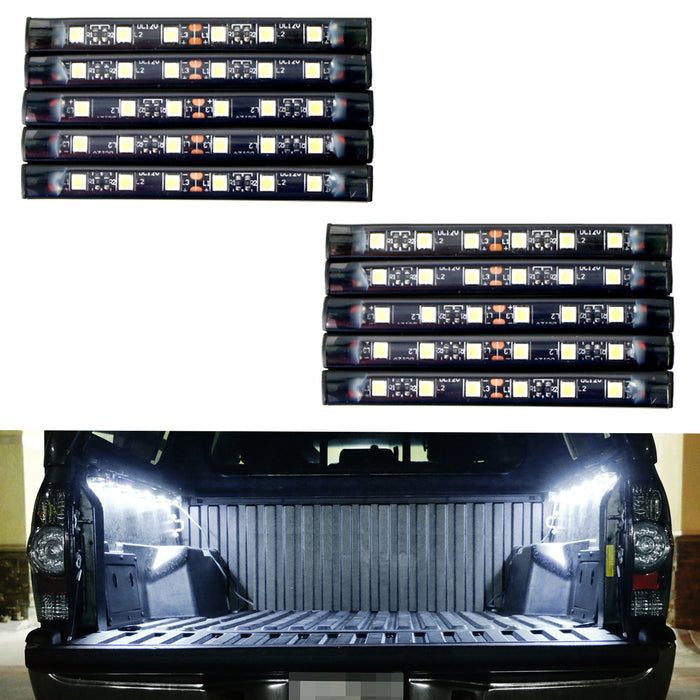 10-Section Waterproof White 60-LED Truck Bed Cargo Area Lighting Kit w/ Wiring